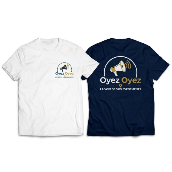Tee-shirts blanc et marine, logo au coeur et grand logo au dos