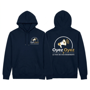 Sweats à capuche marine, logo au coeur et grand logo au dos
